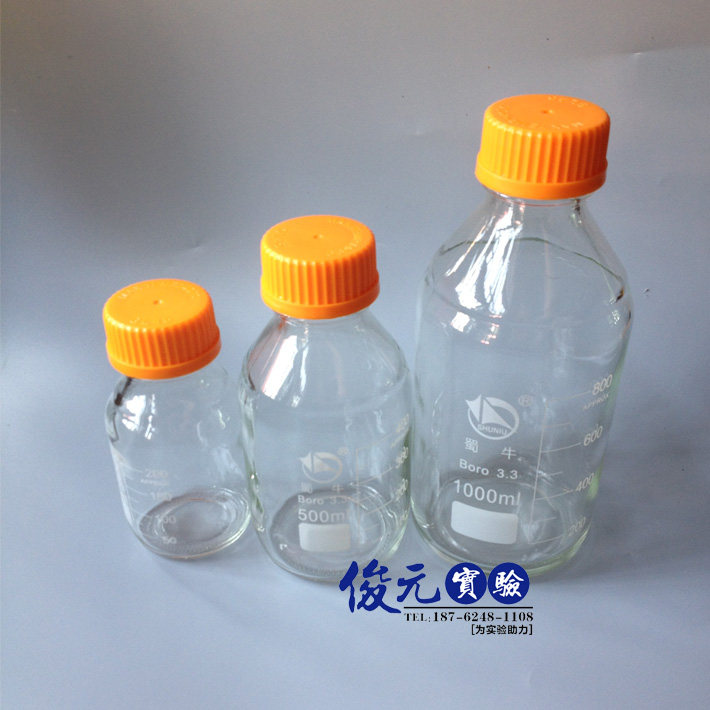 蜀牛透明 蓝盖试剂瓶螺口丝口高硼硅3.3 100/250/500/1000/2000ml