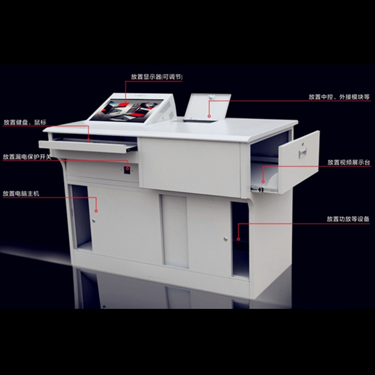 Factory direct happy steel wood GX-2009 steel multimedia podium desk center console