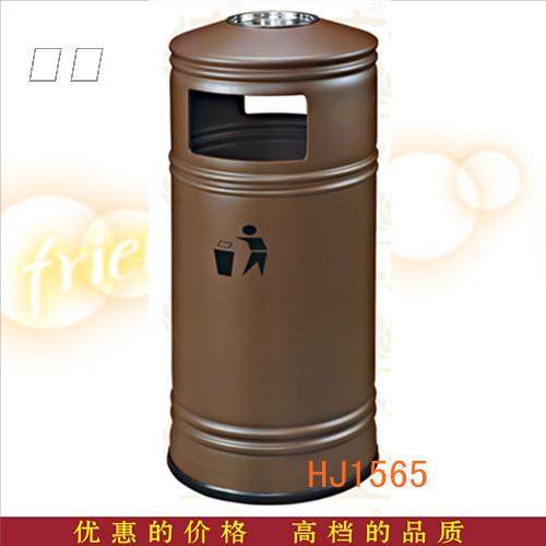 Steel plate baking paint vertical Hong Kong-style trash can seat round coffee-colored peel box in the lobby of the company's office building