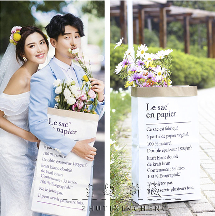 New Brigade Wedding Dress Photography Props Han Style Exterior View Wedding Photos Photo Gallery Writing Real Photo Props American Paper Vases