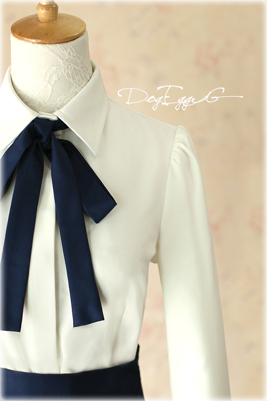 In Stock +Fate/Stay Night+Saber+Blue and White High-Waisted Corset Skirt+Long-Sleeved Cosplay Costume