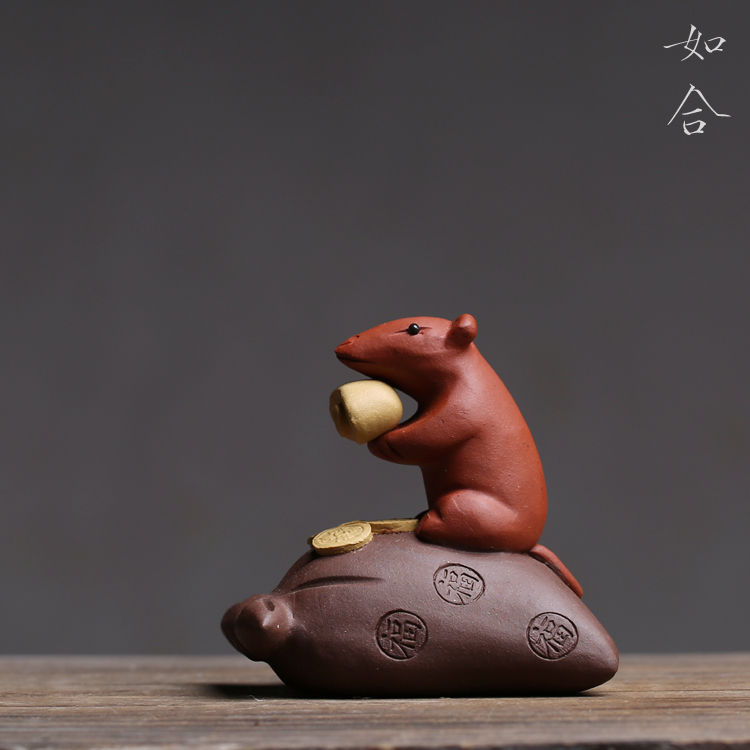 Such as the Hop Yiching tea darling Purple Sand Cloth Bag Mouse Tea to Play With the Precious Few Money Gold Coins With the Shorels