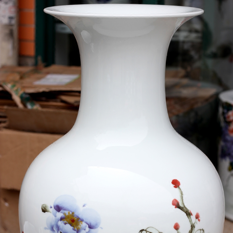 Jingdezhen ceramic hand - made enamel vase peony flower arranging landing big home sitting room is the only thing, the study of Chinese style furnishing articles
