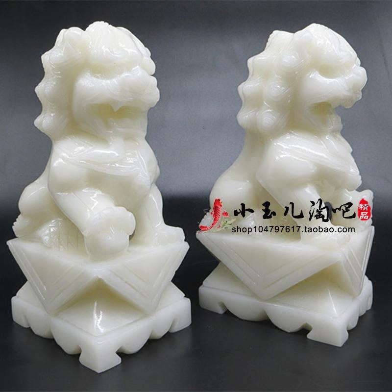 Natural Han White Jade Zoolion Tabletop Pendulum Table Swing modern living room minimalist placement of friends Gifts Blessing Craft Gift Hem Accessories