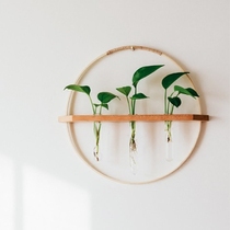 Send Ran Solid wood pastoral wall hanging flower vase Simple creative Japanese Zen flower tea room decoration pendant