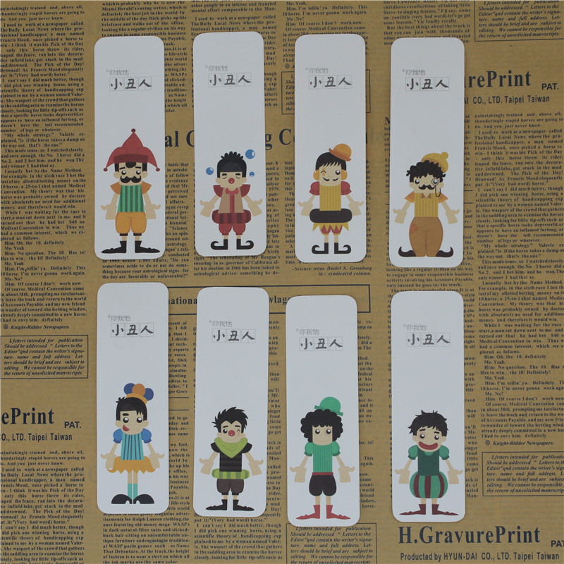 Clown paper bookmark set of 8 primary and secondary school students prizes Cute creative gifts Each set of 8