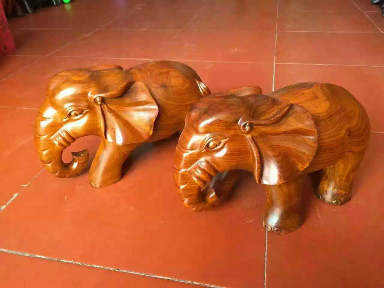 Yellow Flower Pears Wood Carved Elephant Pendulum decorated home Feng Shui Zhen house upscale gift giving gift size length 40 meters high 30 thick 20Cm