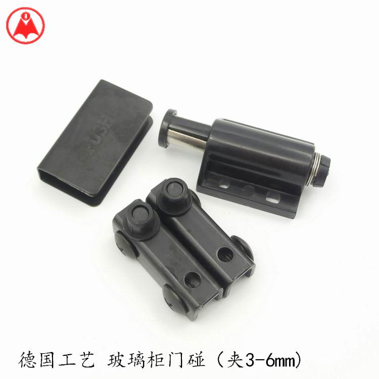 Black glass cabinet door magnetic touch glass hinge rebound glass cabinet door magnetic suction one press to close and one press to open