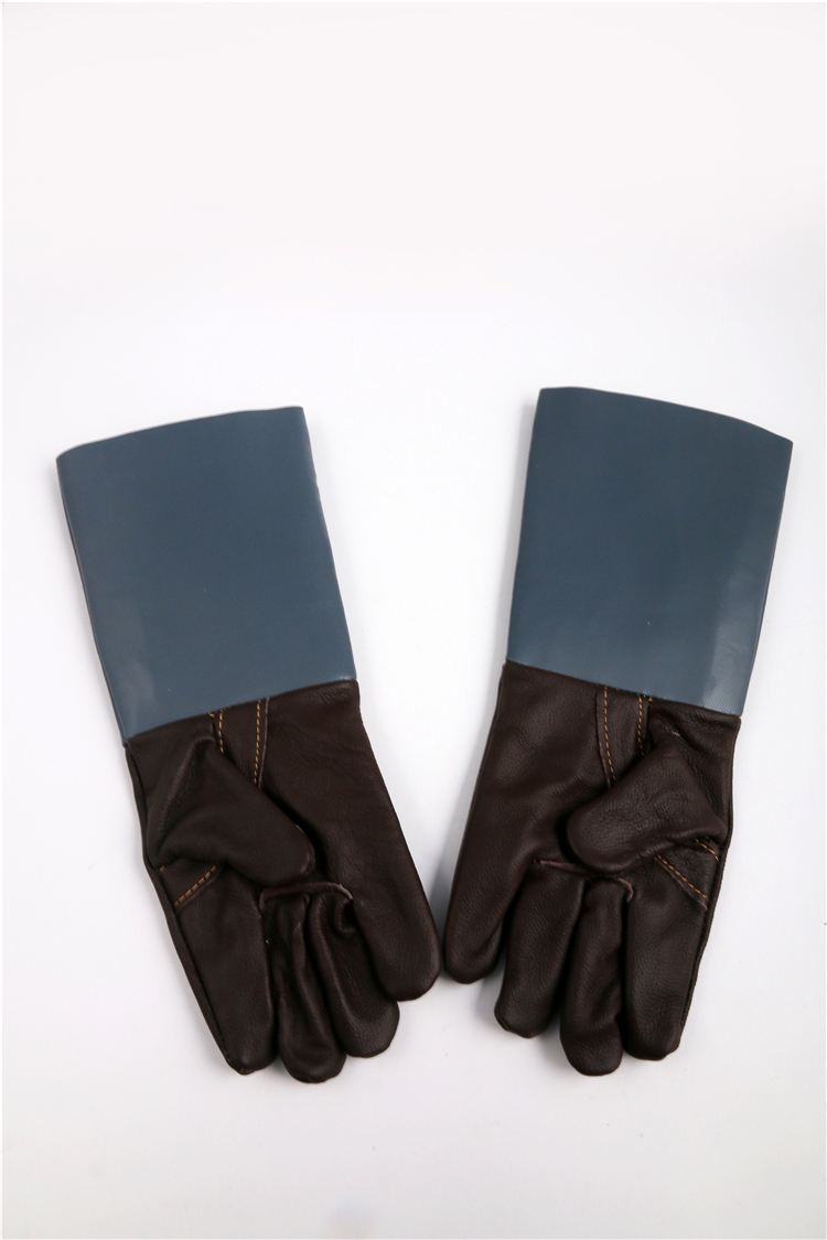 Hanbang Electro-Welded Glove Welt Labor Protection Gloves Ox Leather Wear Resistant High Temperature Resistant Thickened Lengthened welding Supplies