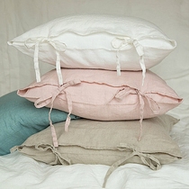 Natural good sleep European-style minimalist pure linen soft washed strap pure colour single pillowcase single price