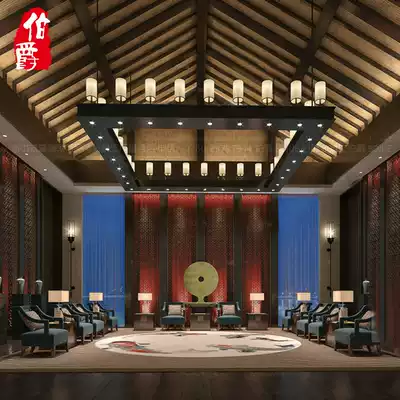 Hotel new Chinese chandelier banquet hall reception room meeting room VIP room modern square large lobby hall chandelier