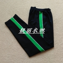 Spring and Autumn New Tibetan Blue Pinning Green Wide Bar Cotton Comfortable Neutral Style Primary and Secondary School Students Casual Pants Sports Pants