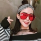 Mùa hè 2018 mới hộp lớn dính liền lớn bìa đỏ trang trí ảnh kính râm nữ mặt tròn là kính râm mỏng mắt kính Kính râm