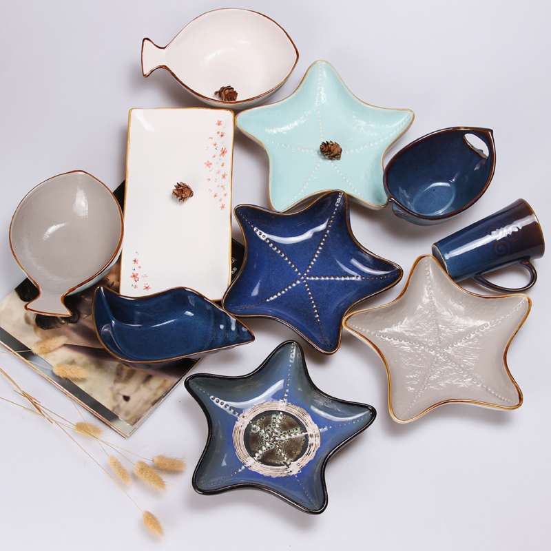 Creative Special-Shaped Marine Series Fish Bowl, Starfish Bowl, Fruit Bowl, Nut Snack Personalized Tableware Decoration Accessories