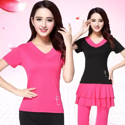 Dorafen square dance clothing new top short-sleeved Modal V-neck middle-aged and elderly long-sleeved dance suit top