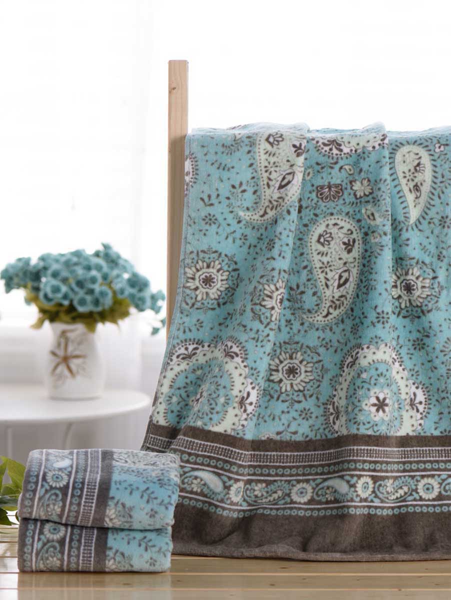 terry palmer|蓝绿色进口澳洲精梳棉1浴2面