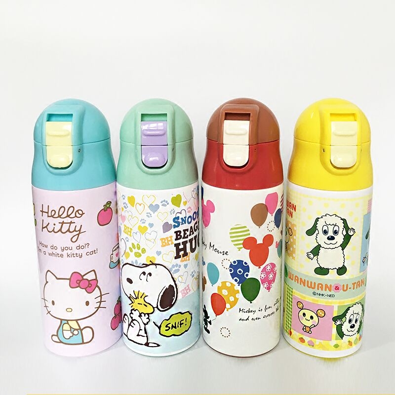 Japan imported skater Skoda cartoon pattern Thermos cup children with straw direct drinking cup 360ml