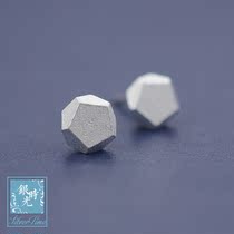 Silver time S925 sterling silver earrings micro matte geometric shape five-pointed star ear creative fashion temperament personality earrings