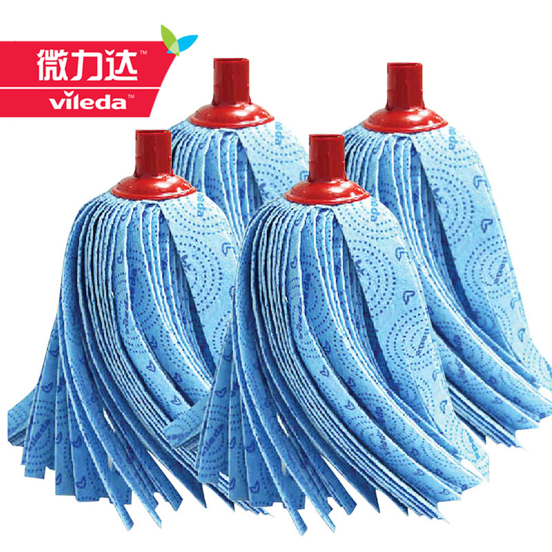 微力达水拖蓝色无纺布拖把头 4个原装吸水替换装 替换头
