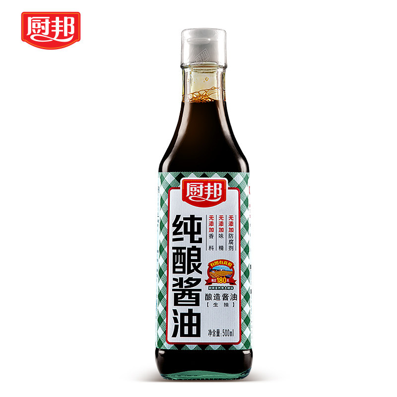 【天猫超市】厨邦纯酿酱油500ml零添加营养生抽孕妇老人调料