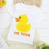 Mùa hè quần áo trẻ em mới bé trai và bé gái Áo thun cotton ngắn tay cho bé gái nửa bé gái nửa tay từ bi trắng