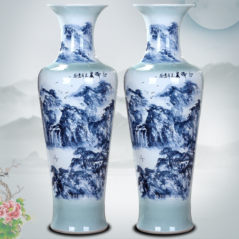 Jingdezhen ceramics much money hand draw freehand brushwork in traditional Chinese landscape painting of large vases, modern living room to live in a large place