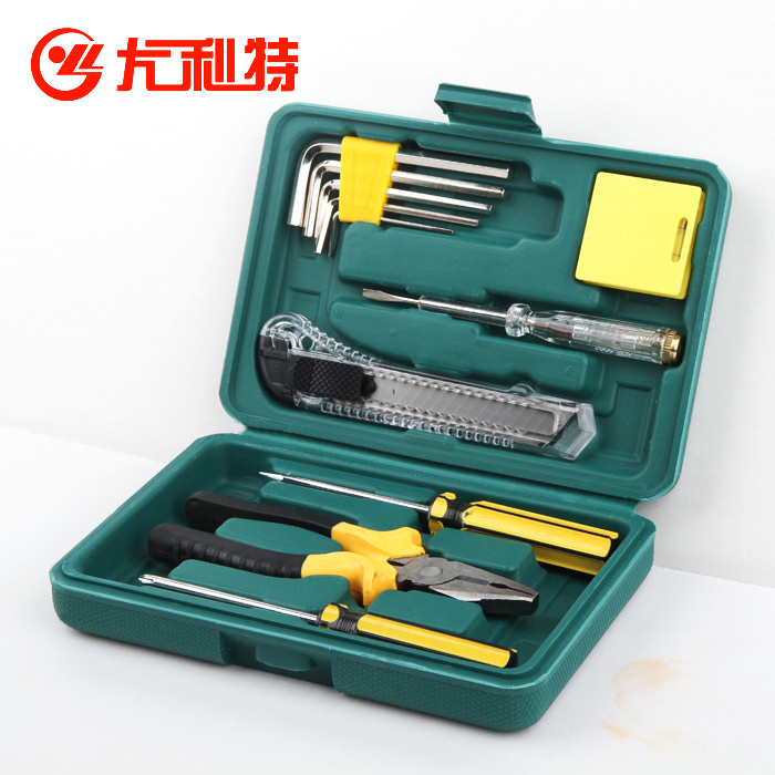 尤利特011 车载维修工具11件套装 汽车用工具箱 家车两用应急工具