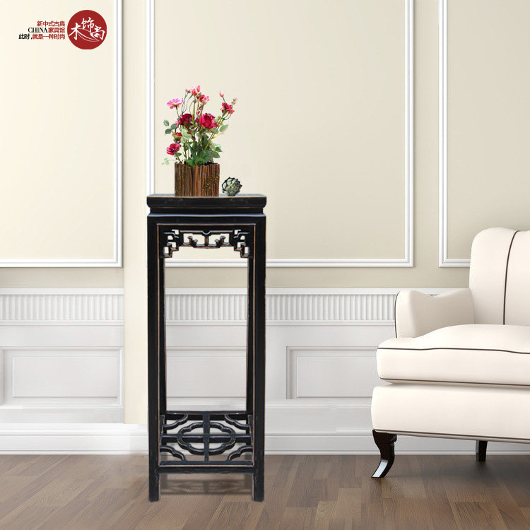 Wooden decoration Shangxin Chinese classical furniture special price full solid wood flower stand multi-color carved balcony export flower pot stand