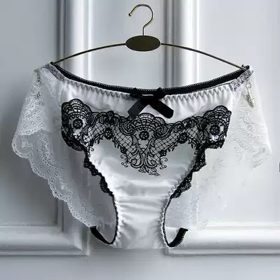 Hepburn style classic black and white embroidery sexy lace low-waist panties ML XL XXL XXXL XXXXL