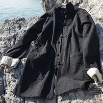  Tang suit Chinese style mens linen jacket Mens national clothing middle-aged large size Chinese casual long-sleeved jacket disc buckle