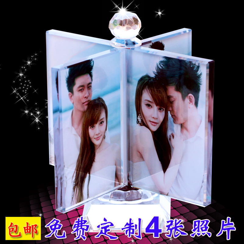 Crystal windmill personality photo making DIY rotating four - sided stand photo custom cube creative birthday gift