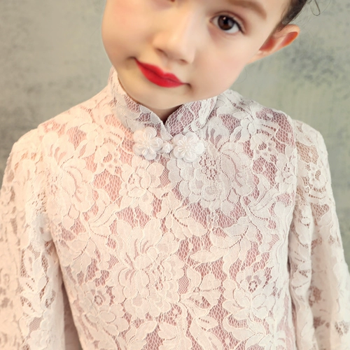 Лонгслив, детское ципао, белое ретро платье, летний костюм, китайский стиль