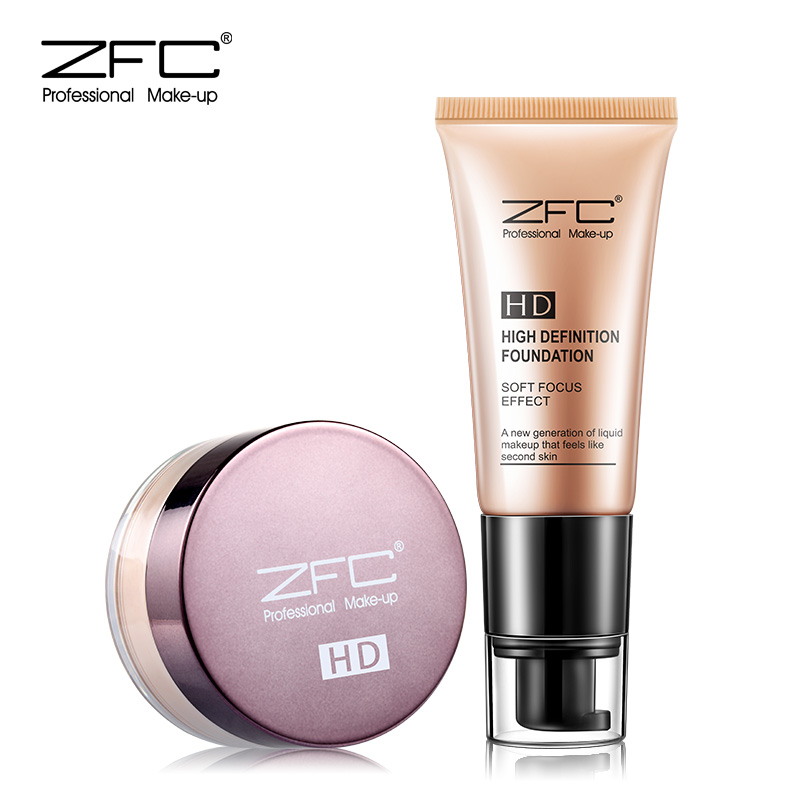 zfc高清粉底液遮瑕膏 皙白控油保湿粉底膏裸妆防水持久提亮隔离霜