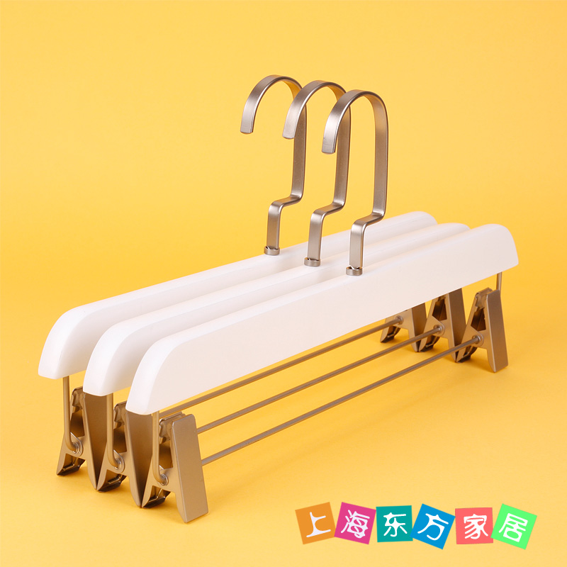 Clothing store household hotel adult unisex solid wood trouser rack pants clip pure white skirt clip customization