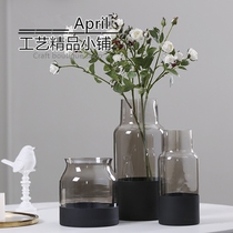 Nordic simulation bouquet transparent glass vase ornaments living room home model room flower arrangement hydroponic container flower Ware