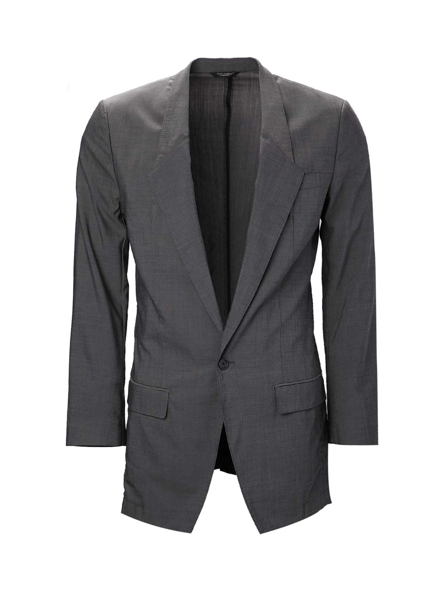 Dolce&Gabbana 深灰色平驳领一粒口饰修身西装