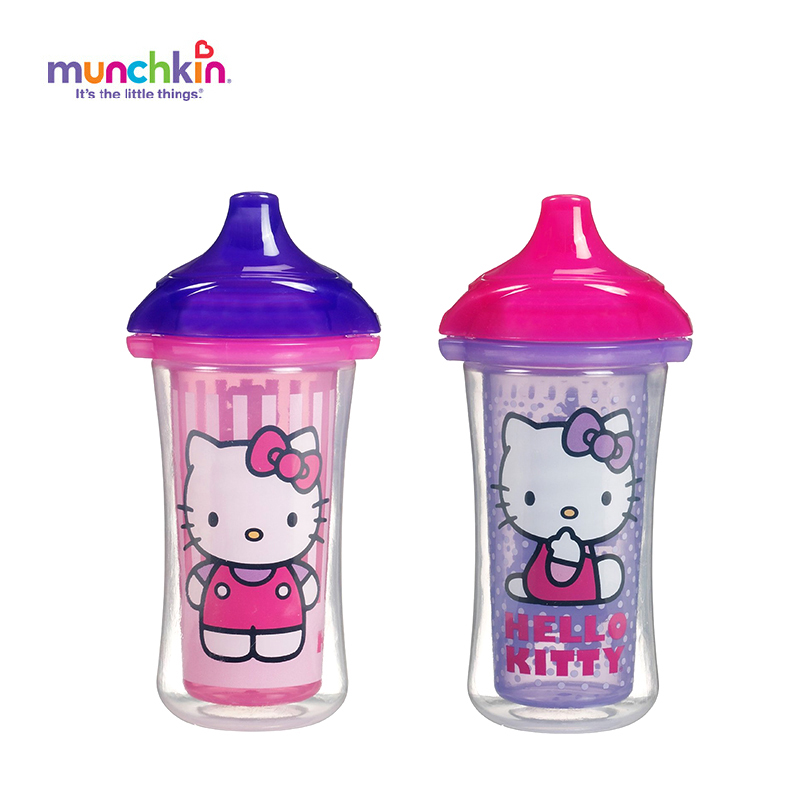 美国直邮Munchkin Kitty凯蒂猫防漏保温260ml 2件装（不含吸管）