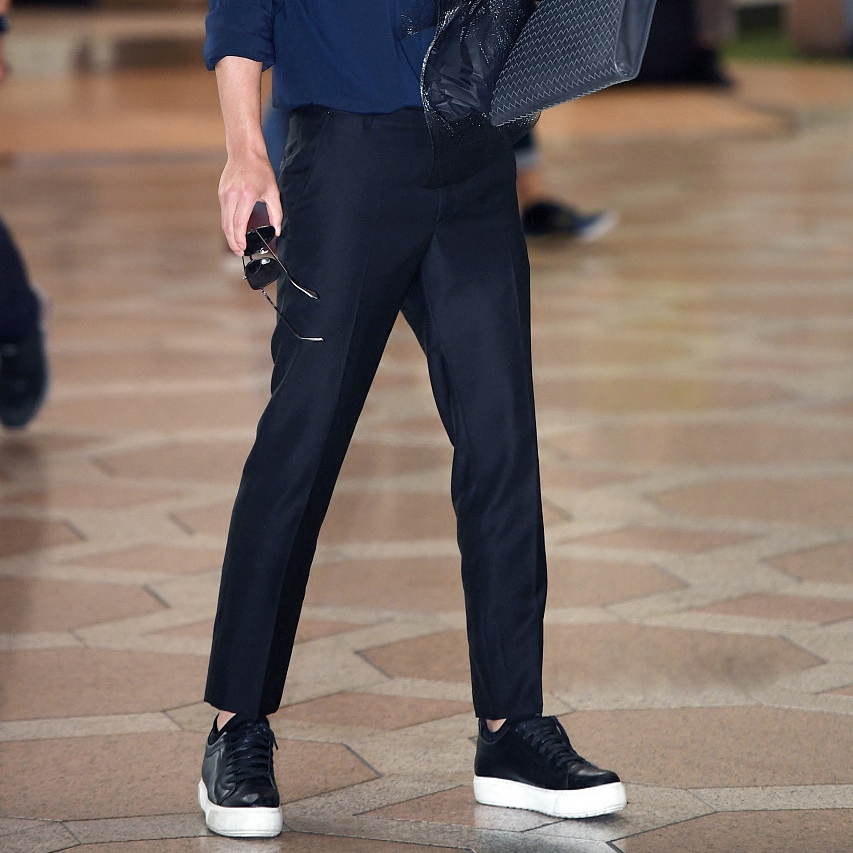 秋冬欧美男士修身小脚西裤 英伦长裤免烫立体剪裁男士西裤