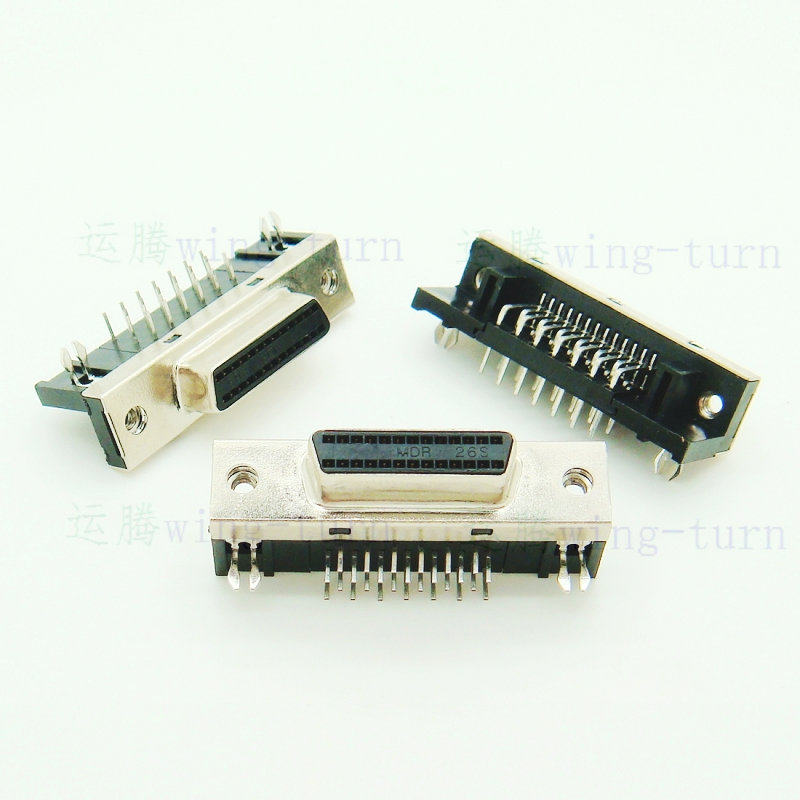 Yingteng MDR26FS-90 SCSI plug-in DB26 bending 26 core PCB board card small black clamp