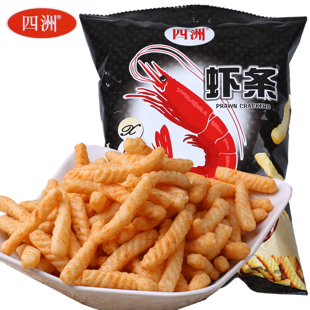 【天猫超市】四洲XO酱味虾条80g 香脆爽口 休闲零食 膨化食品