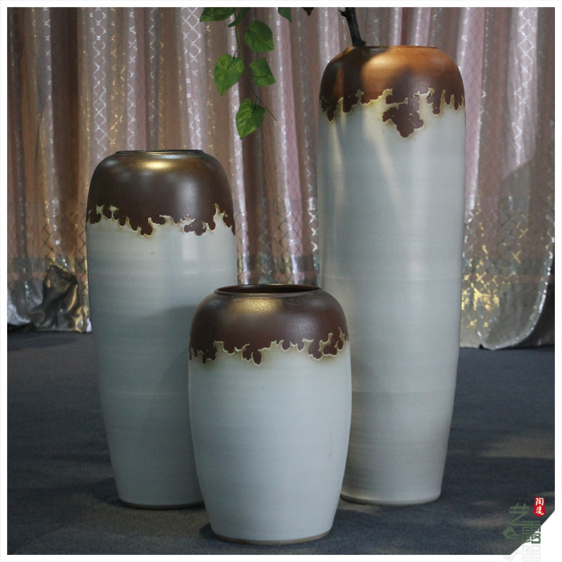 Jingdezhen ceramic vase landing white vase modern European sitting room hotel villa place big flower, flower arrangement