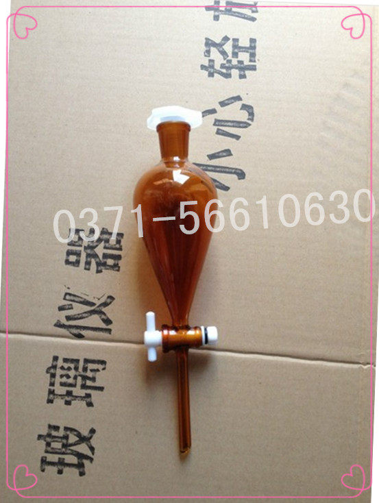 棕色四氟梨形分液漏斗，双四氟节门 规格齐全