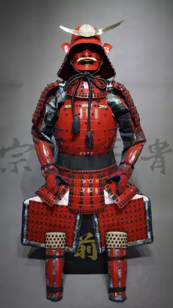 赤備　変わり具足 日本武士盔甲-引川二枚胴赤備具足-真人可穿