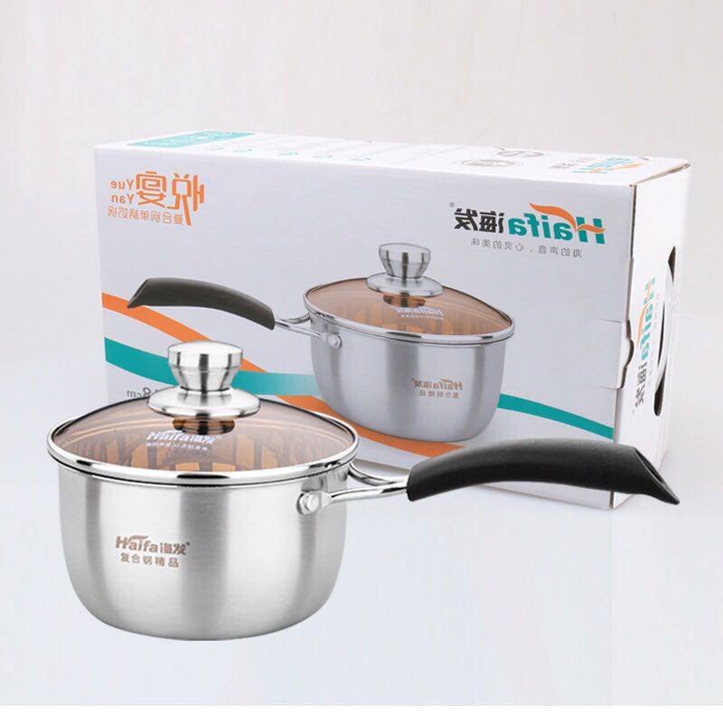 Haifa Yueyan composite steel single handle milk pot special thick pot bottom soup pot baby hot milk small milk pot induction cooker universal