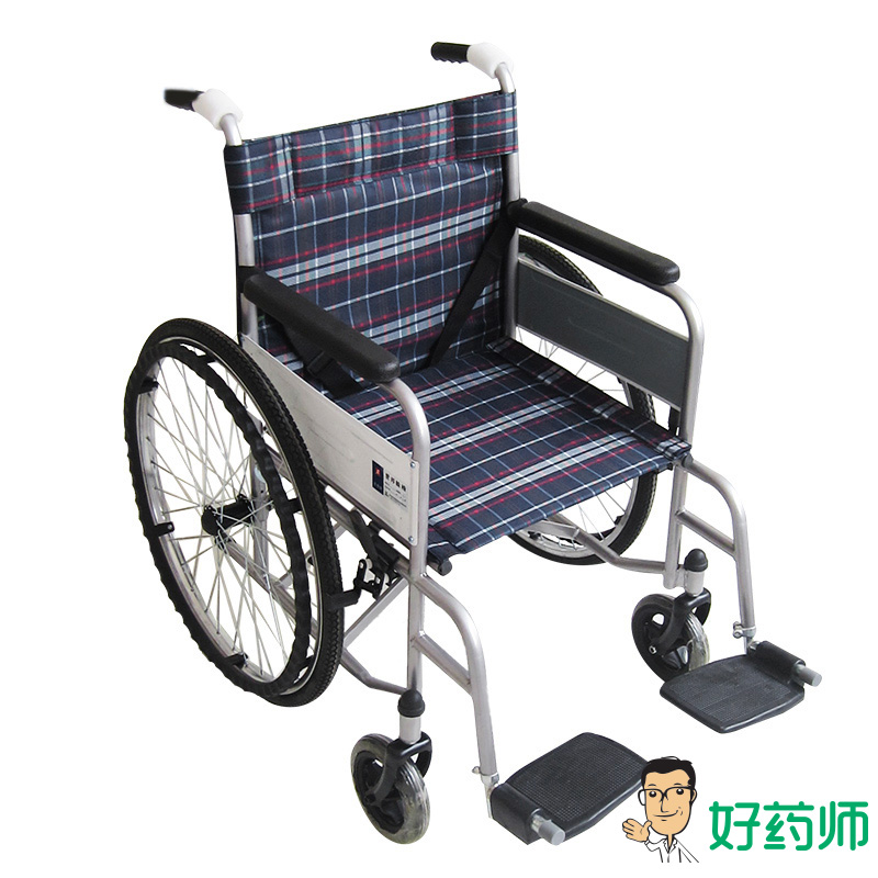 爱邦手动轮椅车 喷塑软座折叠轻便便携老人残疾人代步车SYIV75-AB