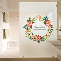 Fresh glue-free electrostatic glass sticker hand painted color sliding door window glass film window flower sticker watercolor flower