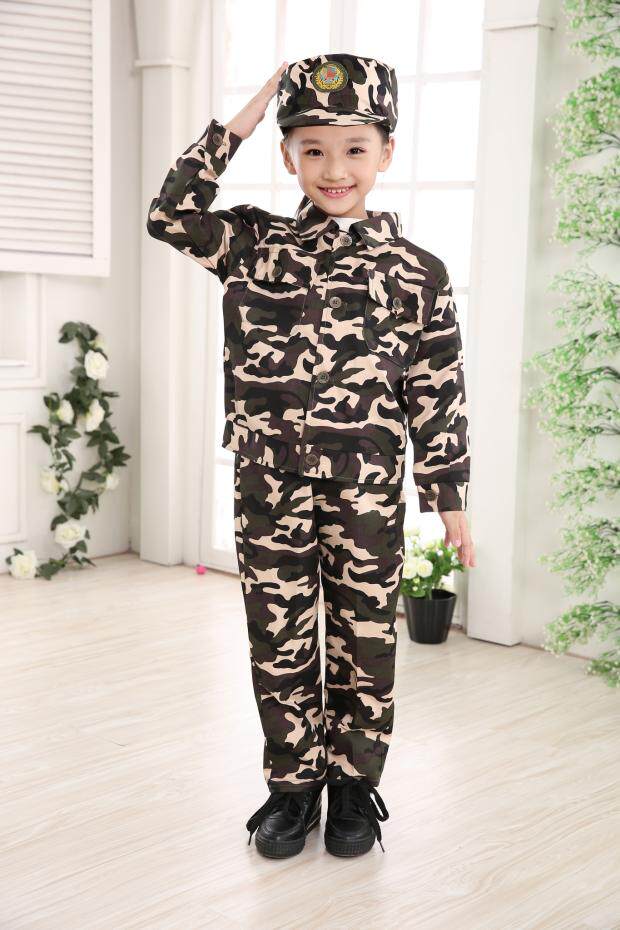 2015 summer new specials for children and middle school students green camouflage military uniforms children's and men's and women's military training performances