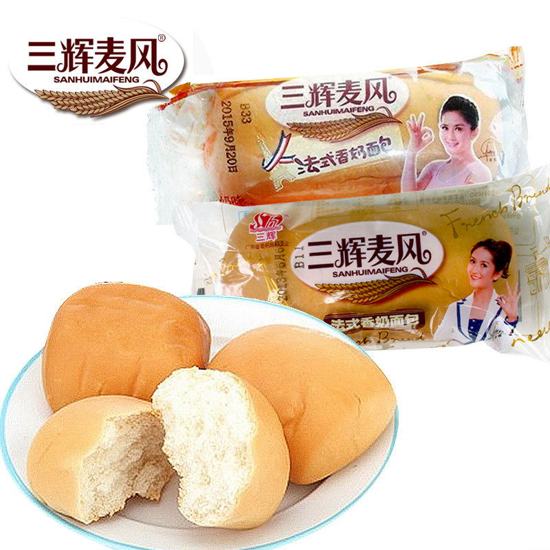 【天猫超市】三辉麦风 法式牛奶面包50g/袋香浓早餐零食必备糕点
