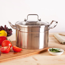 Xingcai three-layer thick compound bottom soup pot 22CM elegant straight perspective cover cooking pot 304 stainless steel steel fine pot