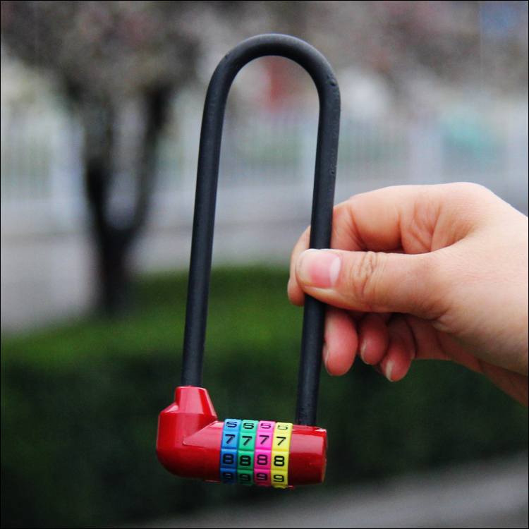 Extended four-bit U-shaped password lock padlock lock anti-theft lock long beam wardrobe wardrobe lock bicycle lock waterproof